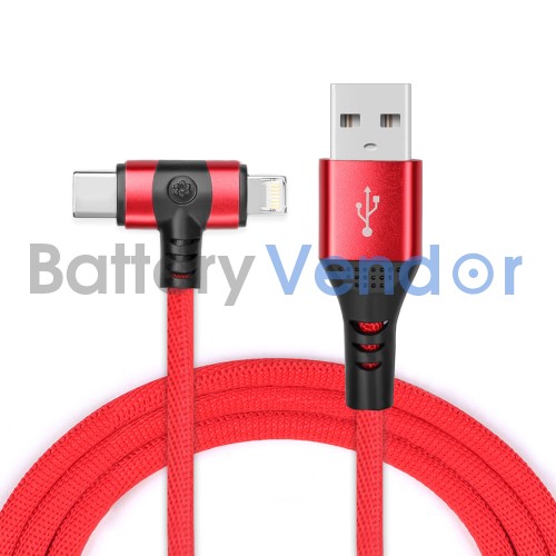 3 in 1 chargeing cable usb mini usb c and lightning Red