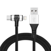 3 in 1 Multi Charging Cable Lightning/Type C/Micro USB Cable Black