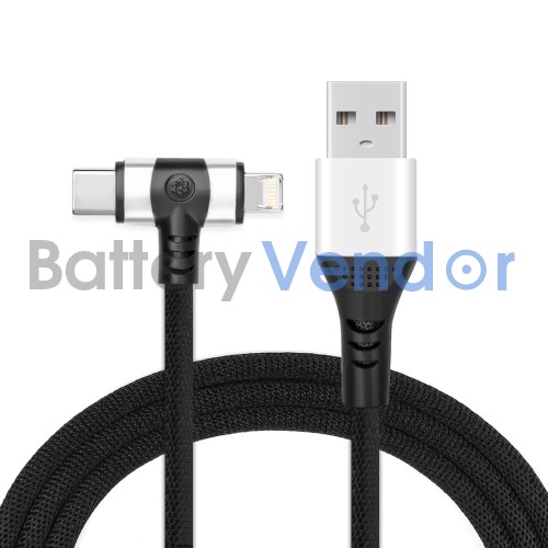 3 in 1 Multi Charging Cable Lightning/Type C/Micro USB Cable Black