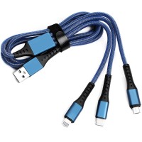 3 in 1 multi usb cable for iphone ipad Android table Smartphones blue